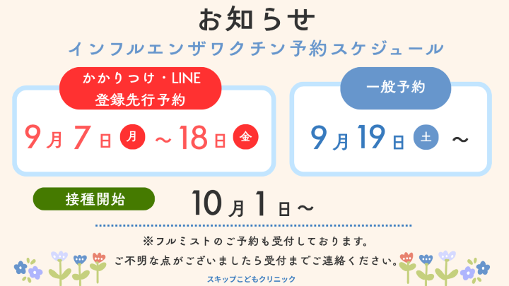 インフルエンザ予防接種予約受付中
